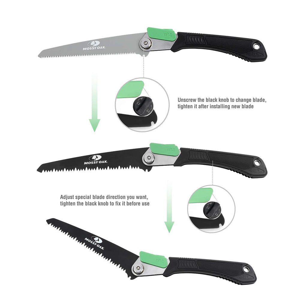 MOSSY OAK 3 in 1 Folding Saw, Pruning Hand Saw with Wood