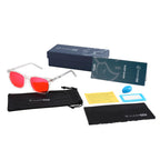 Sleep ZM 100% Wayfarer Classic Blue Light Blocking Glasses - Better Sleep Anti Eye Strain Protection - Computer Gaming Women Men - Crystal - 100% Max Protect Red Lens
