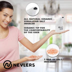 Nevlers White Himalayan Salt Inhaler for Lungs & Nose w/ 6 Oz Coarse Pink Himalayan Sea Salt | Portable Ceramic Himalayan Pink Salt Inhaler | Natural Homeopathic Sinus & Asthma Relief Smelling Salts