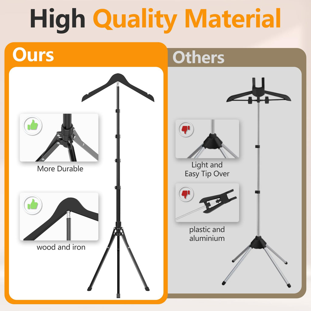 Adjustable Shirt Display Stand 32-63 Inch, Foldable Clothing Display Stand Mannequin Torso for Retail Vendors, Multi-Use Steamer Rack Stand for Cap Gown Graduation Clothes Garment