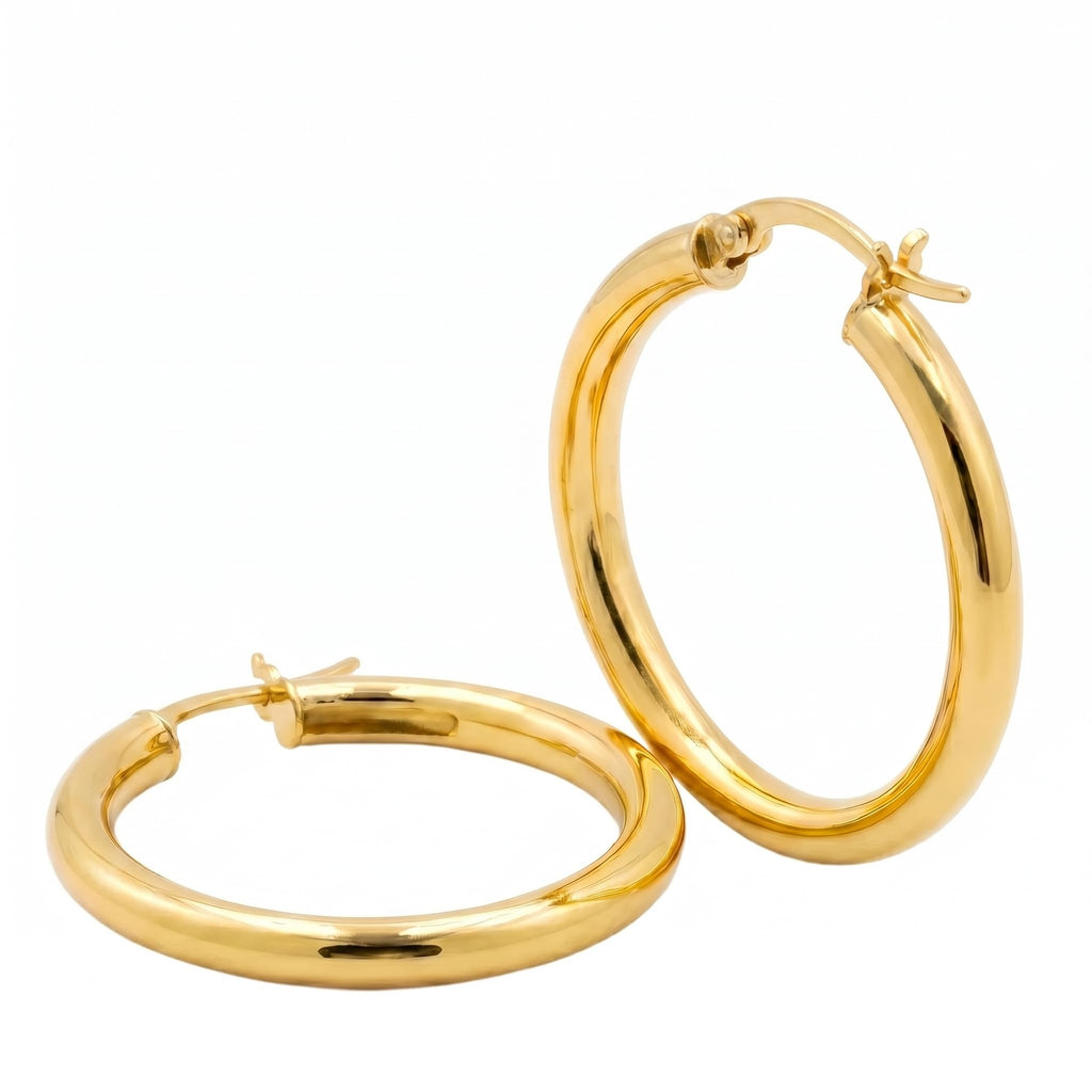 14K Gold Hoop Earrings for Women, Lightweight Everyday Hoops - Perfect Mother’s Day, Valentine’s, Anniversary & Birthday Gifts for Wife (25 MM)