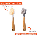 Full Circle Double Dish Brush Set – Durable Scrub Brushes for Dishes, Pots, Pans, and Cast Iron, Includes Be Good & Tenacious C, Sustainable 2-Pack