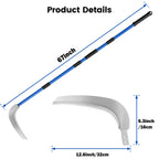 12.6'' Scythe Tool for Grass Cutting, 4 Stainless Steel Poles, Adjustable Dual-Hand Grip, Professional-Grade Blade, for Clearing Bushes, Vines, Fields, Ditches, Paths, Landscaping, Blue, 67in.