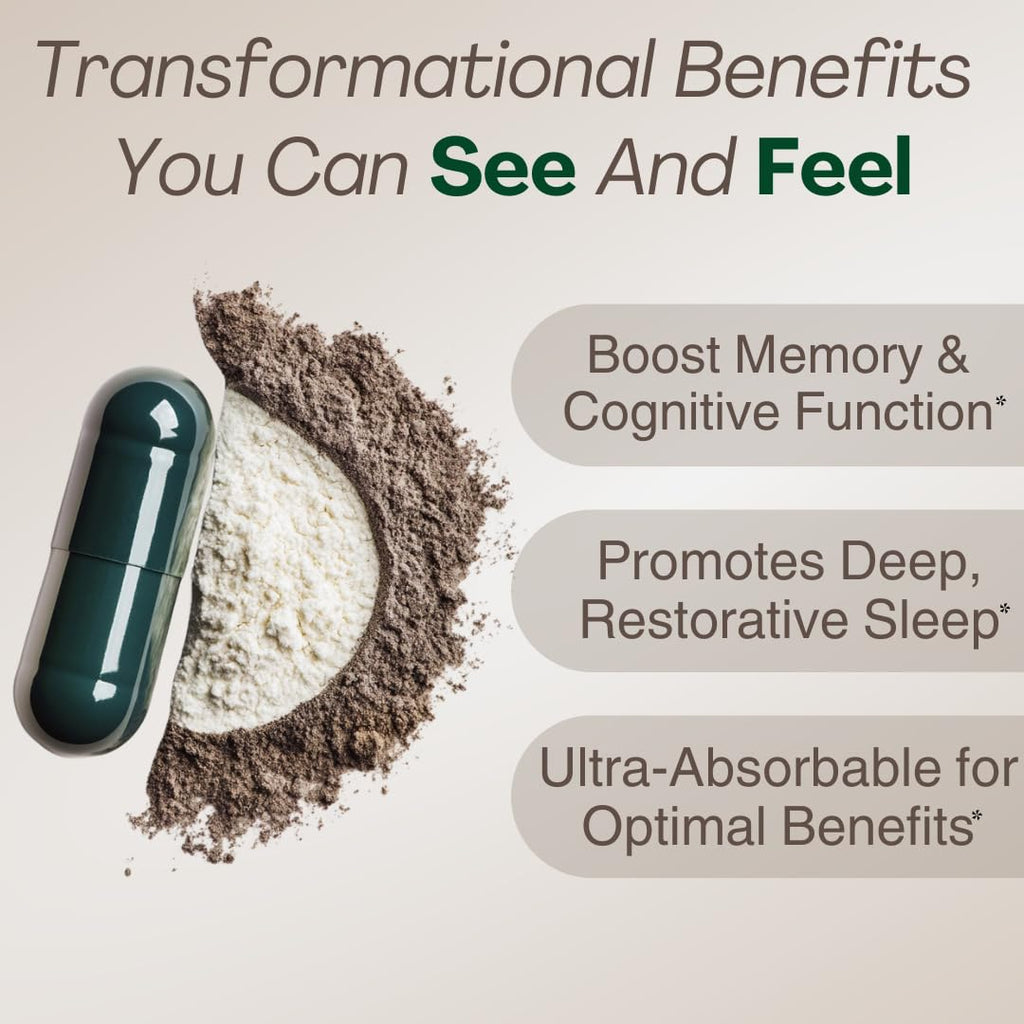 MAGPLUS+ Magnesium L-Threonate w Apigenin & L Theanine | 7-Ingredient Sleep Blend | Brain, Memory, & Sleep Support | Liposomal Magnesium Threonate Supplement (60 Capsules)