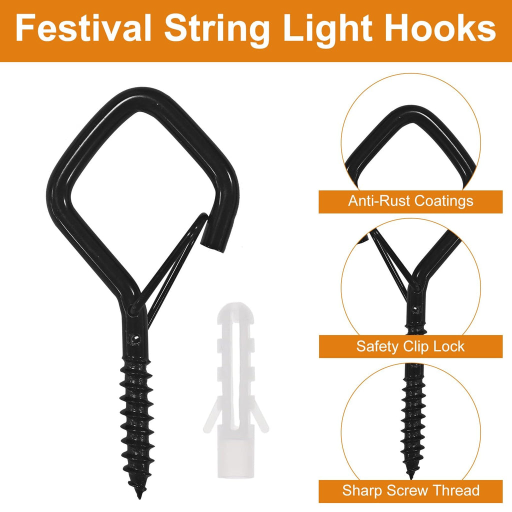 42 PCS Screw Hooks for Outdoor String Lights, Patio Wall Ceilling Eye Hook