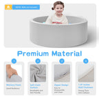 SHJADE Foam Ball Pit, 35.4"x 11.8" Ball Pits for Toddlers-Grey