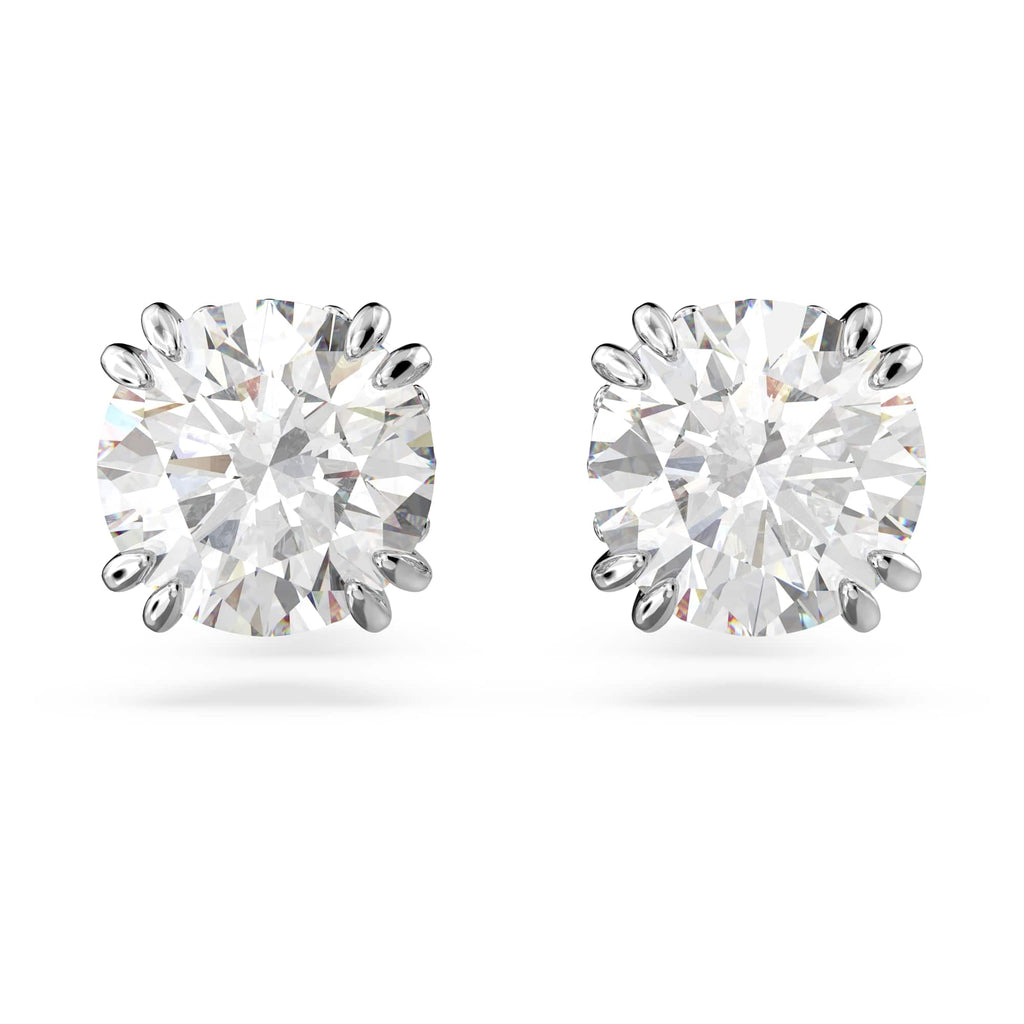 Swarovski Constella Pierced Stud Earrings, White Crystals on a Rhodium Finish Setting, Part of the Constella Collection