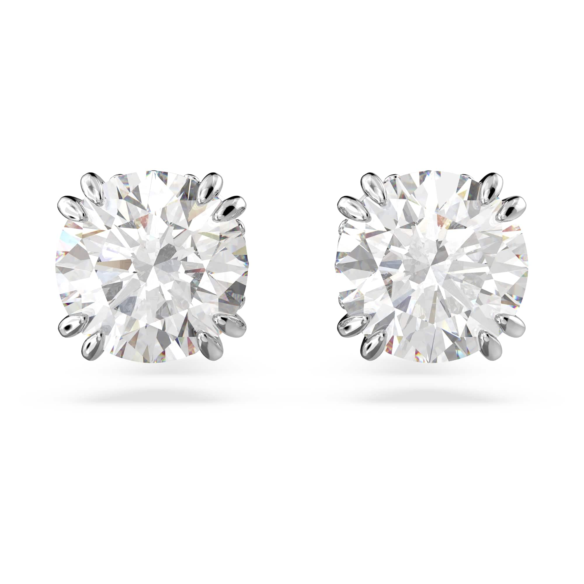 Swarovski Constella Pierced Stud Earrings, White Crystals on a Rhodium Finish Setting, Part of the Constella Collection