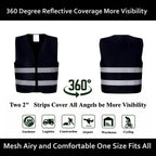 Lavori-AK Black Safety Vests 20 Pack - Reflective High Visibility Construction ANSI Class 2 Work Vests for Men,Woman,Hi Vis Mesh and Neon Silver Strip