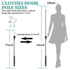 Greeily Clothes Hanger Reaching Hook Telescopic Adjustment clothes hook pole Light and can Extend from 37" to 65" with 4.7 "Hook and Sponge Handle.