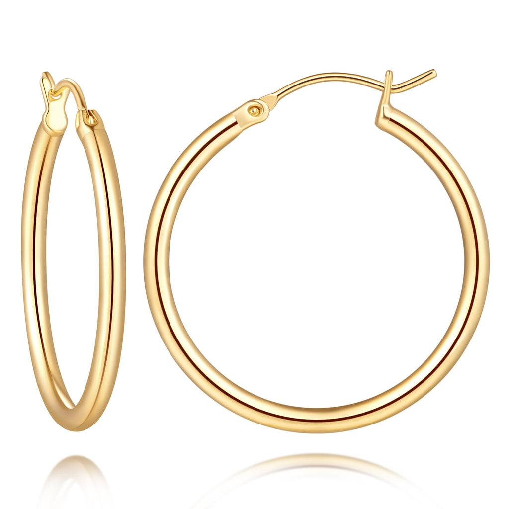 YAUVC 14K Gold Hoop Earrings for Women 14K Gold Earrings for Women 25mm