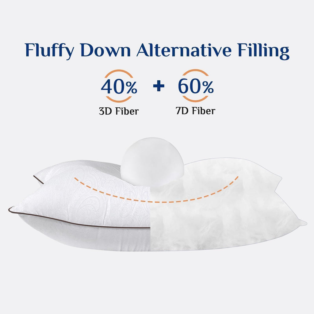 JOLLYVOGUE Pillows Standard Size Set of 2, Cooling and Firm Pillows with Oeko-Tex Certified Down Alternative Filling for Side, Back, and Stomach Sleepers, Hotel Collection
