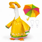 Metyond 3 Pcs/Set Raincoat Porch Goose Outfits, Summer Lawn Goose Statue Raincoat Costume, Yard Goose Clothes for 23" H Statue Patio Garden Decoration (Flower, Yellow)