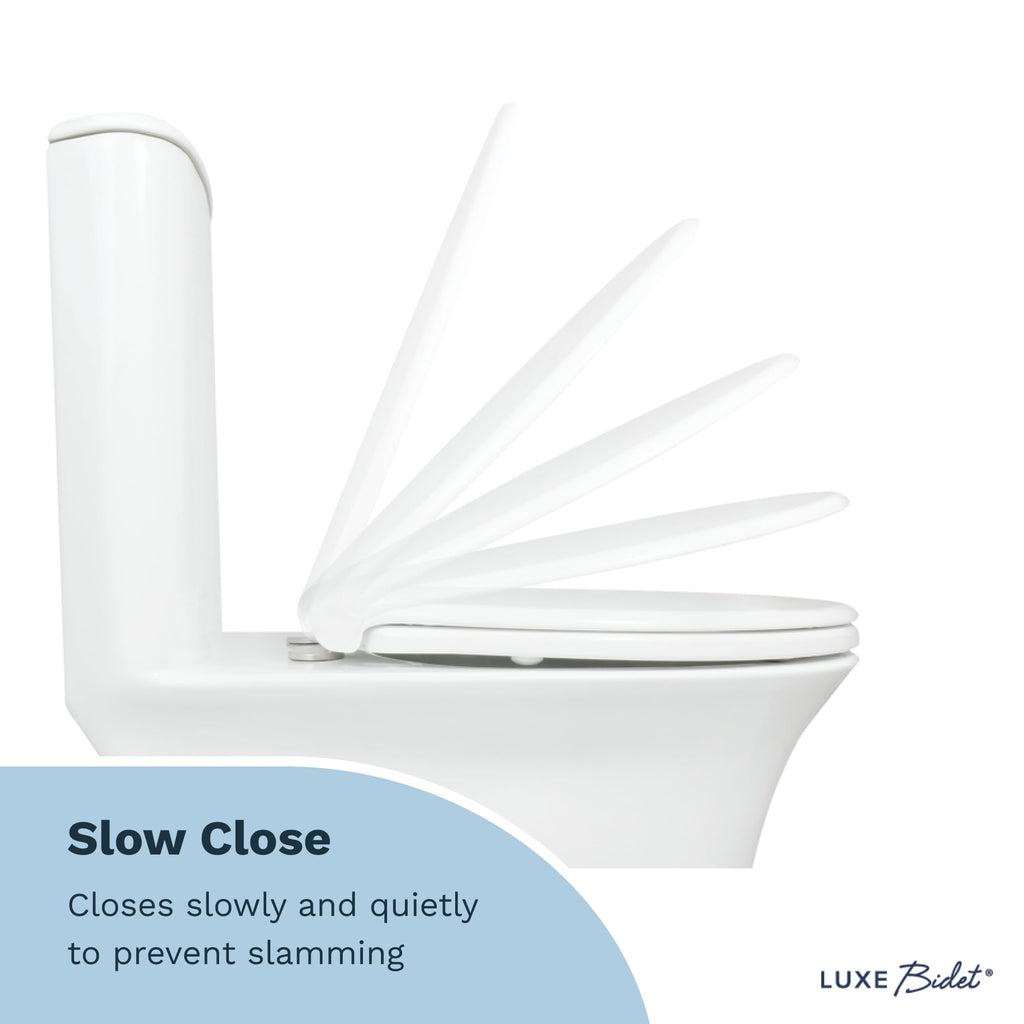 LUXE TS1008E Slow Close Elongated Comfort Fit Toilet Seat, White