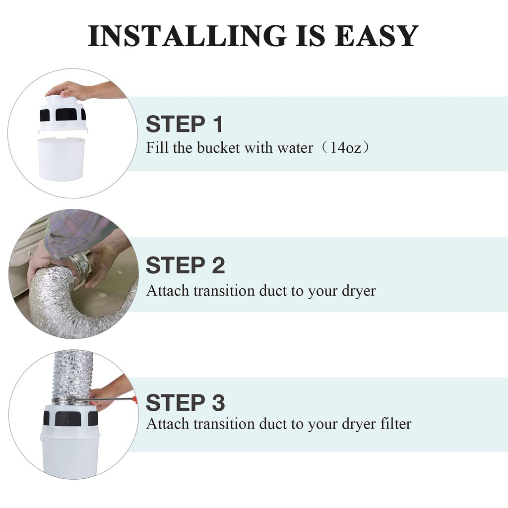 VIWINVELA 3 IN 1 Indoor Dryer Vent Kit Filter Bucket for Electric Dryer - No Duct Included