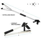 Grabber Tool 32" Suction Cup Grip Heavy Duty Aluminum -2 Pack- Lightweight Foldable Reacher Grabber Pickup Tool, Gripper Grabbers for Elderly Grab it Reaching Tool Trash Picker Grabber Black, By Luxet