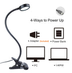LEPOWER Clip on Light/Reading Lights/Book Light/Desk Lamp Color Changeable/Night Lights Clip on for Desk, Bed Headboard and Computers, Adapter Included (Black)