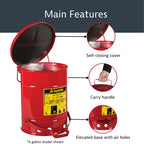 Justrite 10 Gallon Galvanized Steel Oily Waste Can