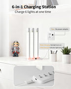 Rihvy 8Inch Under Cabinet Lighting Rechargeable with Charge Station, 6Pack