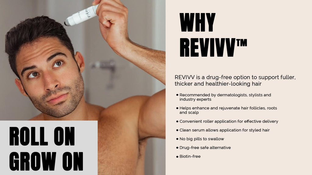 REVIVV Hair Growth Serum for Men, Starter 1-Pack, 100% Natural Topical Solution for Visibly Thicker, Fuller Hair Regrowth, Dermatologist Recommended, One 1oz Bottle, 45-Day Supply