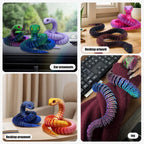 30 Inch 3D Printed Snake - Movable Articulated Snake, Perfect 3D Printed Animals for Educational Toys! Must-Have Toys for Kids and Collectors, Home Office Executive Desk Decor (Black Purple)