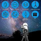 Telescope for Adults High Powered, 80mm Aperture 600mm Telescopes for Adults Astronomy, Travel Telescopio for Beginners with AZ Mount, Backpack, Phone Adapter, Moon Filter