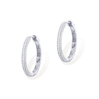 PAVOI 925 Sterling Silver CZ Hoop Earrings, White Gold, Size 30 Millimeters