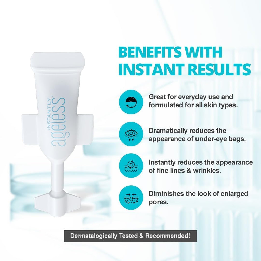 Instantly Ageless - Instant Face Lift Cream - Skin Care for Anti Aging Face Cream & Moisturizer with Vitamin C - Wrinkle Tightener - Instant Under Eye Bags Remover - Facelift in a Box of 25 Vials