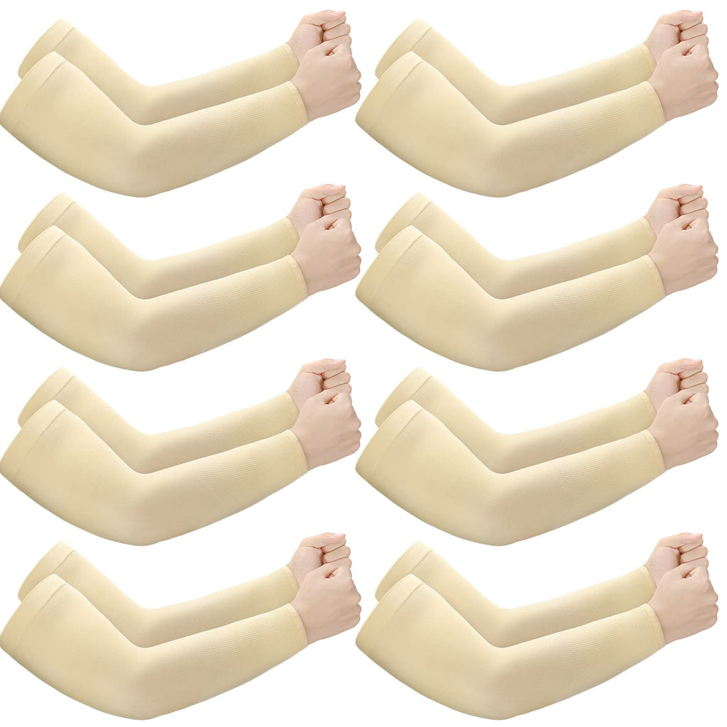 Janmercy 8 Pairs Elderly Skin Thin Protector Sleeves Bruise Abrasions Protective Arm Sleeve(Beige)
