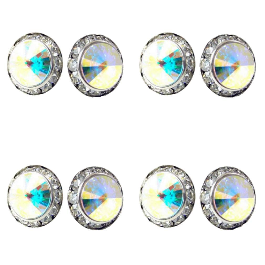 4 Pairs 20mm Round Shaped Acrylic Stone Post Earrings for Womens Wedding Dance Costume Casual Wear Stage Jewelry Mothers Day Gift AB
