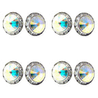 4 Pairs 20mm Round Shaped Acrylic Stone Post Earrings for Womens Wedding Dance Costume Casual Wear Stage Jewelry Mothers Day Gift AB