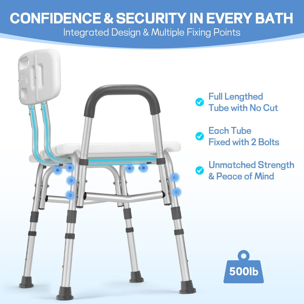 Tub Transfer Bench for Bathtub, Height Adjustable Shower Bench with Backrest, Shower Chair Bath Seat for Elderly, Seniors, Arm Support for Transfer