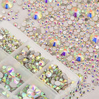 8000pcs Non Hotfix Rhinestones 10 Sizes Flatback Crystal Glass Rhinestones with Tweezers and Picking Pen for Nail Art Clothes Bags Phone Decorations Crafts DIY (001ab Crystal AB Mix SS3-SS30)
