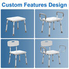 HOMLAND Shower Chair for Inside Shower with Arms and Back, 500 lbs Heavy Duty Shower Seat for Bathtub, Height Adjustable Safety Bath Seat for Elderly, Adults, Handicap and Disabled, White