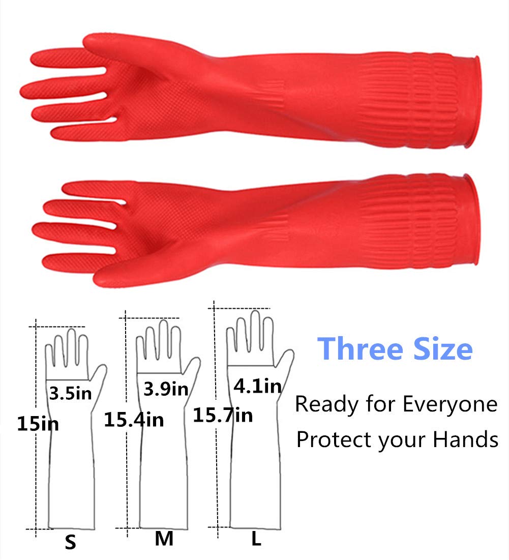 YSLON Rubber Cleaning Gloves Kitchen Dishwashing Glove 6-Pairs,Waterproof Reuseable.(Medium)
