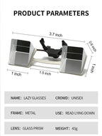 BywoBywo New Lazy Glasses 90 Degree for Lying Down Reading or Watching TV,Clip Glasses No Frame Arm Knitting Up Neck Relax, Prism Glasses for Looking Up Playing Mobile