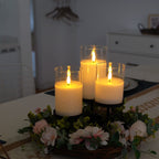 Amagic White Glass Flameless LED Candles Battery Operated with Remote Timer