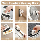 2 in 1 Groove Cleaning Brush, Window Track Cleaning Tools, Multifunction Window Track Cleaner with Hard Bristle and Hidden Scraper, Crevice Brush for Sliding Door Track, Window Seal, Sill (Orange)