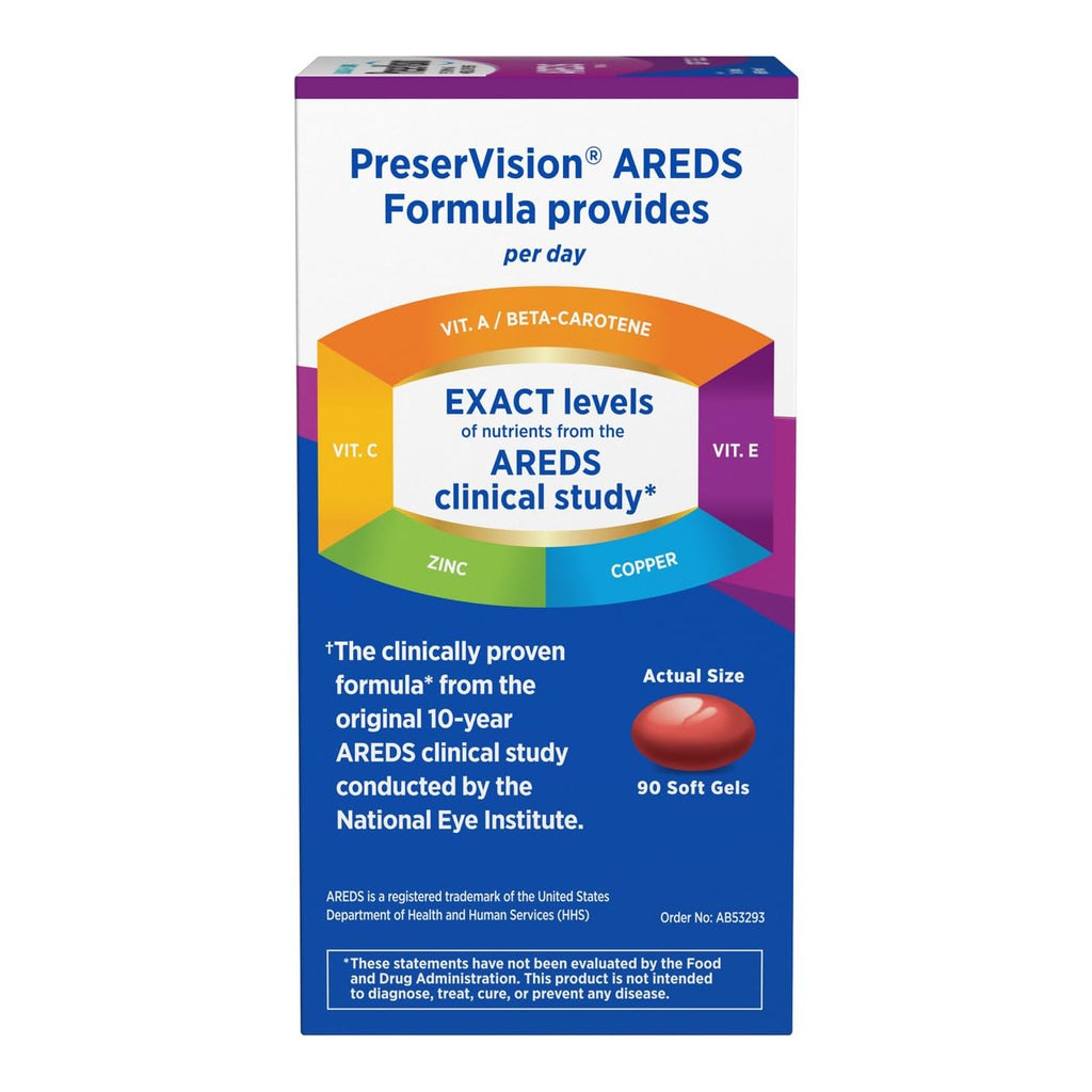 PreserVision AREDS Eye Vitamins, Multivitamin with Copper, Vitamin A, C & E, Zinc Supplements, 90 Softgels