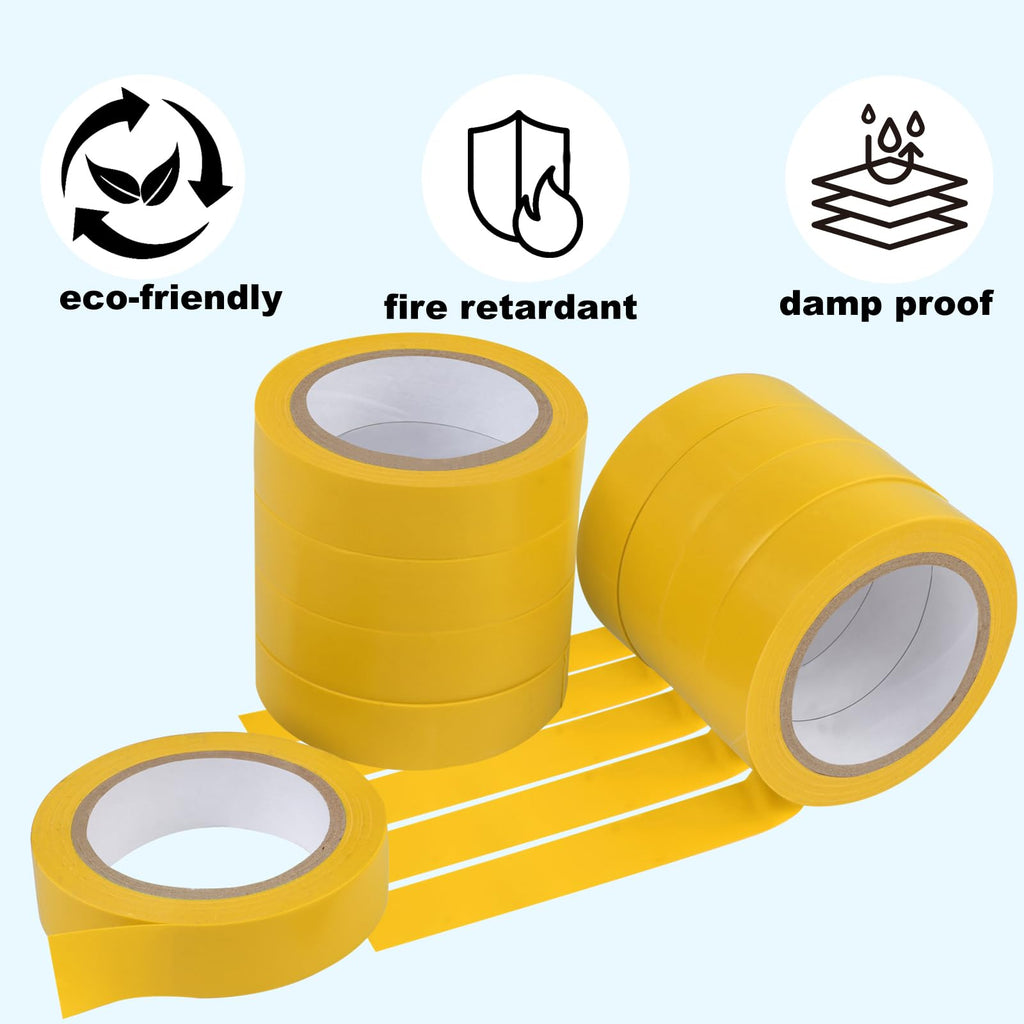 Romeda 9 Pack Electrical Tapes, Electrical Tape Water, Sun, and Oil Resistant, Electrical Tape is Suitable for Most Domestic, Commercial, and Industrial environments - Yellow