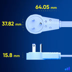 Maximm 360° Rotating Flat Plug Extension Cord UL-Certified 10 feet Under Carpet with Slim Space-Saving Plug Design, Low Profile Cord (White)