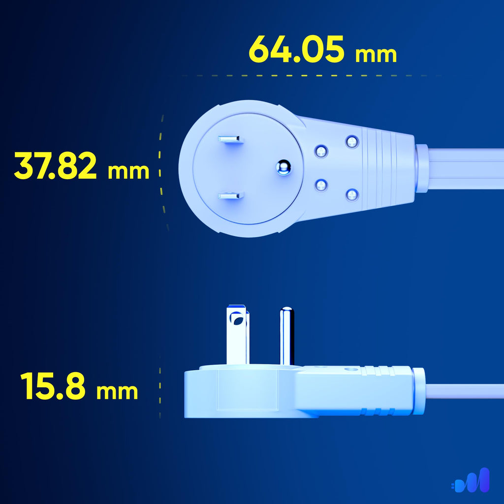 Maximm 360 Rotating Flat Plug Extension Cord 30 feet with Slim Space-Saving Plug Design, Low Profile (White)