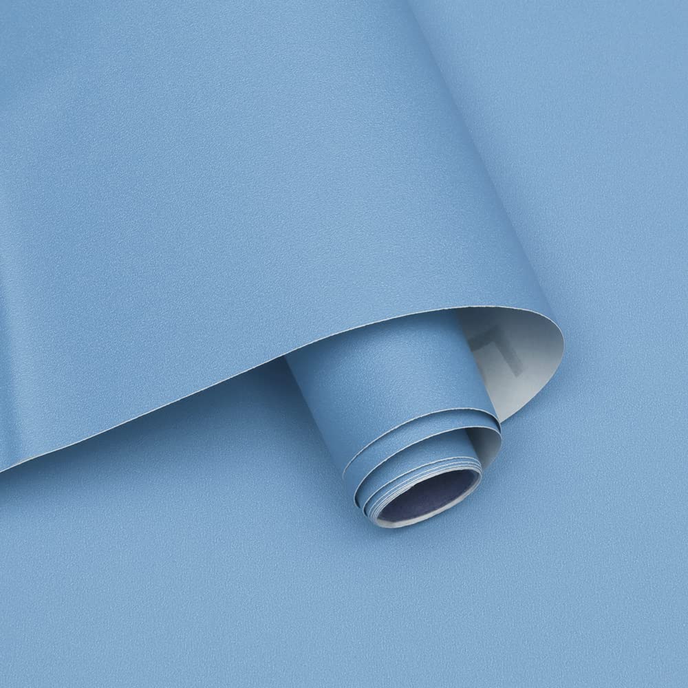 Ismoon 15.7"X393"Blue Contact Paper Matte Blue Wallpaper Peel and Stick Removable Self-Adhesive Wallpaper Vinyl Film Paper Shelf Liner for Decorating Wall Table and Door Cabine