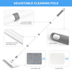 Baseboard Cleaner Tool with Handle, DELUX Baseboard Cleaner with Extendable Long Handle, 4 Reusable Cleaning Pads Wall Cleaner for Baseboards Cleaning, Ceiling, Wall, Floor, Shower Bathroom Kitchen