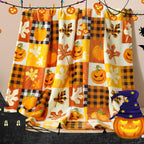 ROMROL Halloween Fleece Throw Blanket Pumpkin Fall Plaid Blanket 50x60