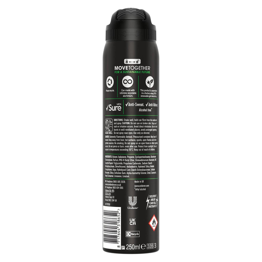 Sure Cotton Dry 48h protection against sweat and odour Anti-perspirant Aerosol MotionSense technology deodorant 250 ml