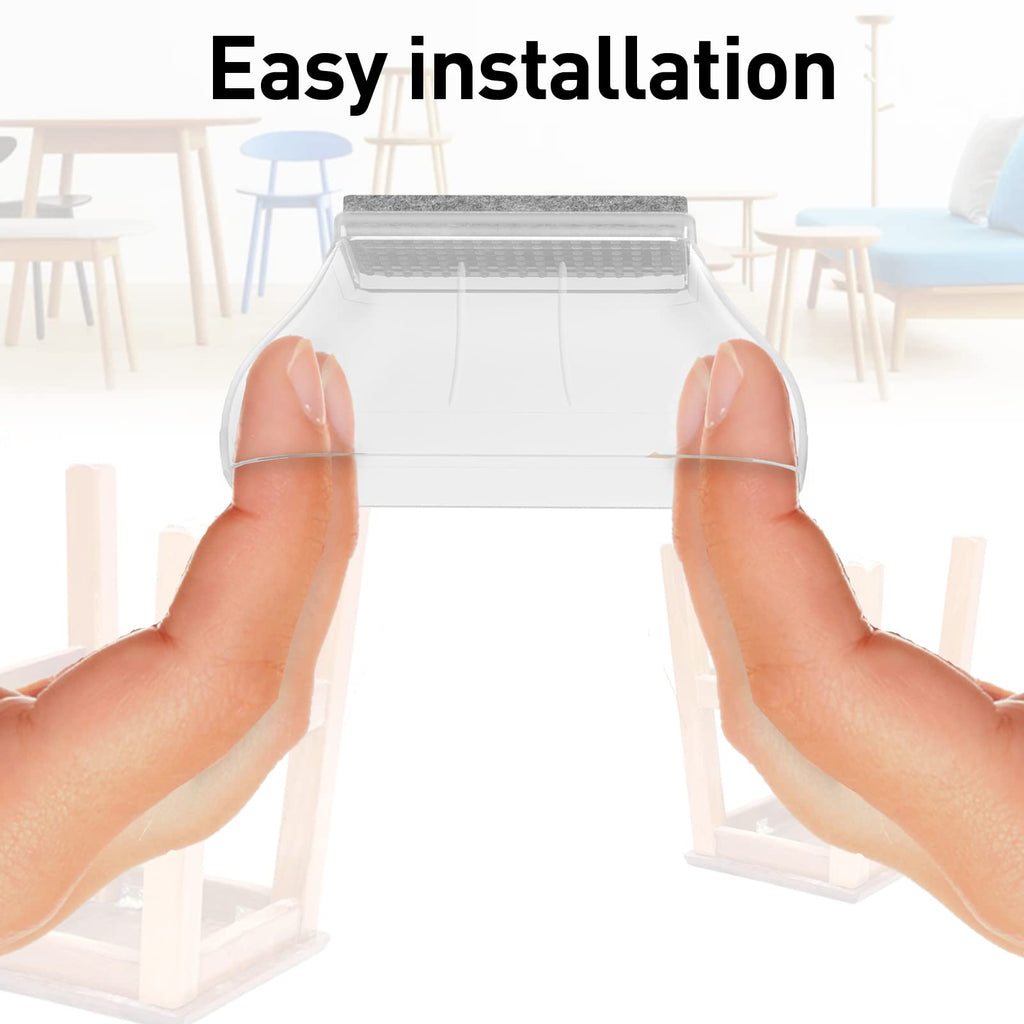 1" x 1.5" Rectangle Chair Leg Protectors for Hardwood Floors Silicone Covers to Protect Wood Tile Floors Felt Pads Furniture Leg Caps Reduce Noise.Easy to Move.16 PCS Clear.