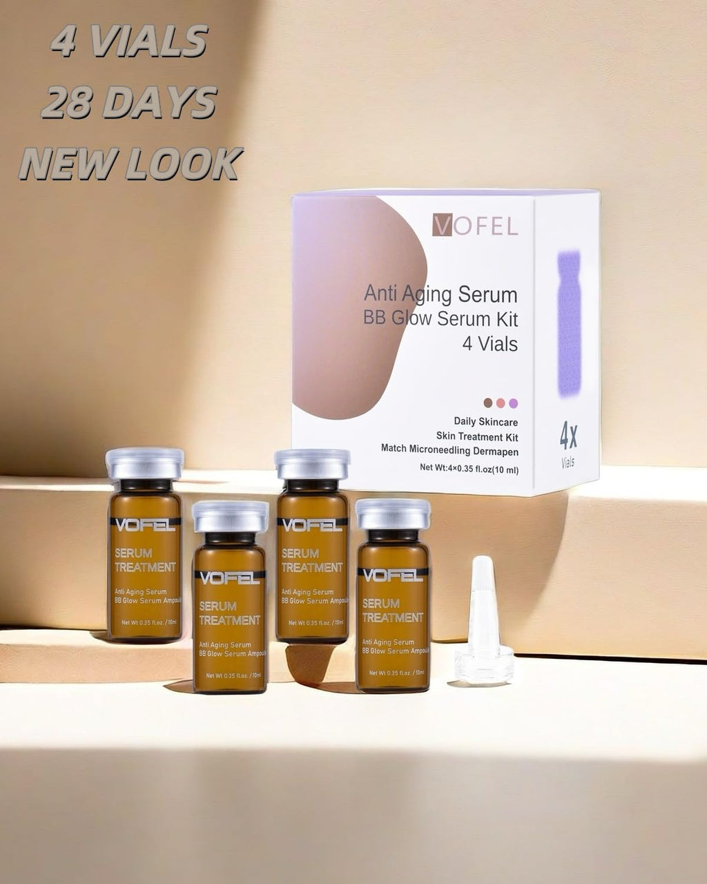 VOFEL Anti Aging Serum with Hyaluronic Acid for Microneedling Serum Ampoules for Face 0.35 oz 4 Vials