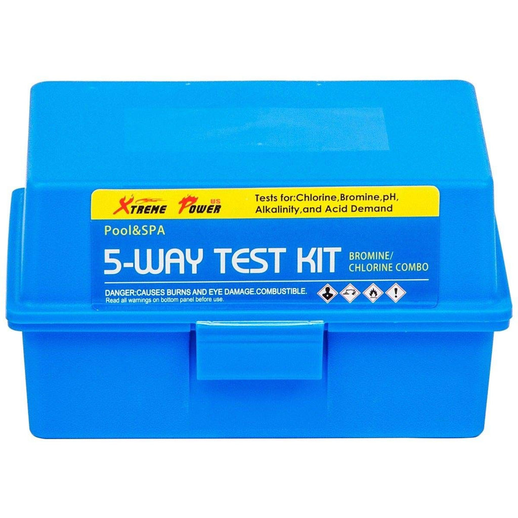 XtremepowerUS 5-Way Swimming Pool Test Kit pH, Chlorine, Bromine, Alkalinity Chemistry Testing with Case Spa, Inground Above Ground Pool Residential