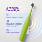 Burst Kids & Toddlers Electric Toothbrush (Green) | Soft Bristles | Two Minute Timer | Rechargeable Battery | Easy-Grip Silicone Handle | 2 Modes for Healthy Smiles | Ages 3+